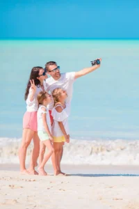 Family taking the selfie on the beach in cabo san lucas